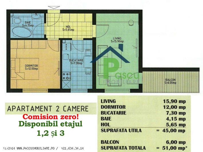 Vanzare apartament 2 camere Brancoveanu, apropiere metrou, imobil 2014, la cheie, COMISION ZERO